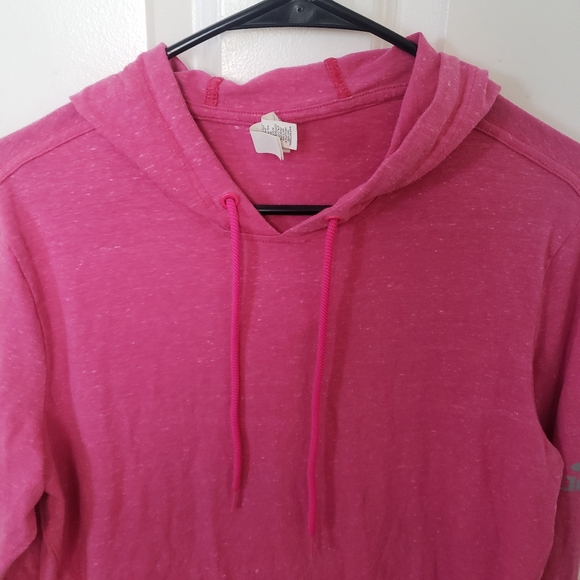 Womens Adidas Pink Hooded Long Sleeve T Shirt Front pocket Adidas logo on sleeve - Picture 2 of 8